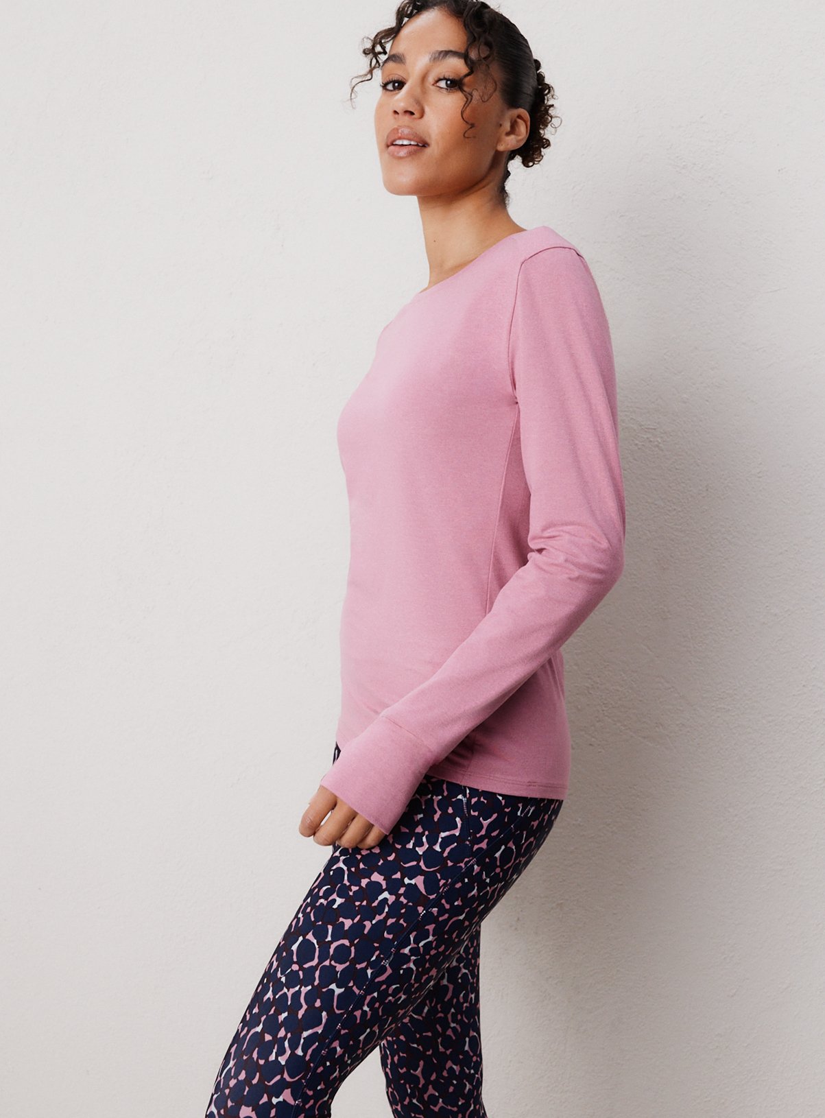 REAKTIV Light Pink Long Sleeve Soft Touch Marl Top M - Image 3 thumbnail